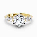 1.71 Ct Round Side Stone Engagement Ring | 14K Yellow Gold