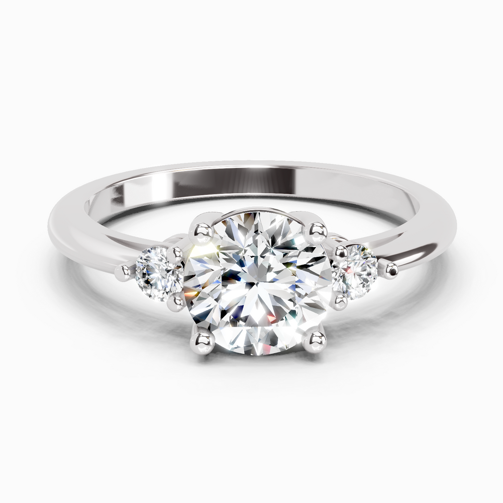 1.05 Ct Round 3 Stone Diamond Ring | 14K White Gold