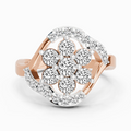 0.75 Ct Round Shape Diamond Cluster Ring | 14K Rose Gold