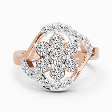 0.75 Ct Round Shape Diamond Cluster Ring | 14K Rose Gold