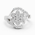 0.75 Ct Round Shape Diamond Cluster Ring | 14K White Gold