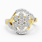 0.75 Ct Round Shape Diamond Cluster Ring | 14K Yellow Gold