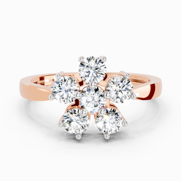 0.66 Ct Round Shape Flower Diamond Ring | 14K Rose Gold