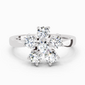 0.66 Ct Round Shape Flower Diamond Ring | 14K White Gold