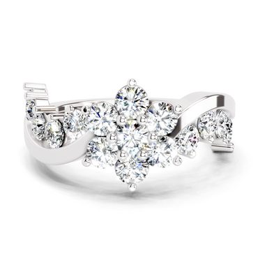 1.41 Ct Round Shape Cluster Diamond Ring | 14K White Gold