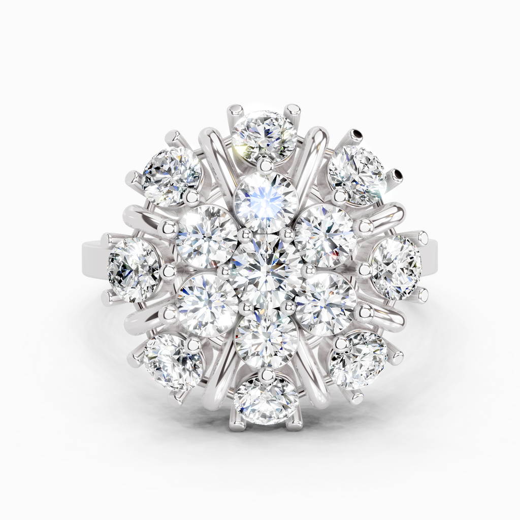 2.36 Ct Round Shape Diamond Cluster Ring | 14K White Gold