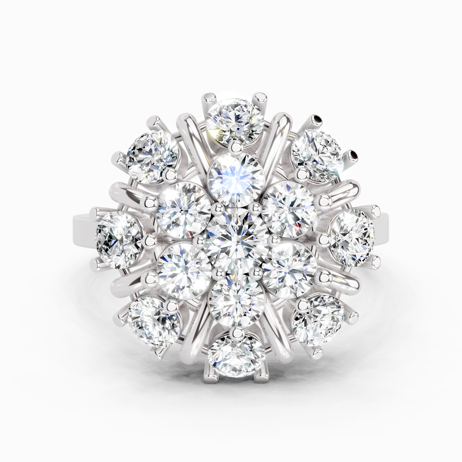2.36 Ct Round Shape Diamond Cluster Ring | 14K White Gold