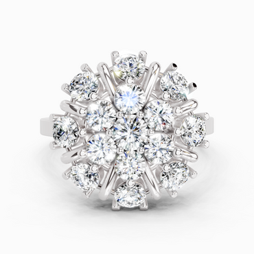 2.36 Ct Round Shape Diamond Cluster Ring | 14K White Gold