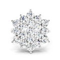 3.18 Ct Round Shape Flower Diamond Ring | 14K White Gold