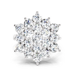 3.18 Ct Round Shape Flower Diamond Ring | 14K White Gold