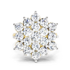 3.18 Ct Round Shape Flower Diamond Ring | 14K Yellow Gold