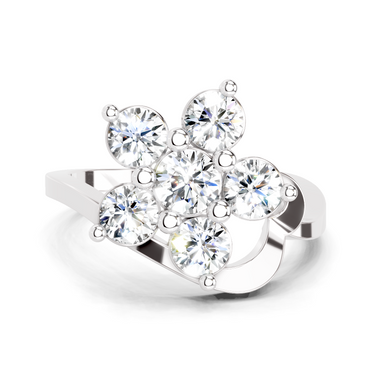 1.55 Ct Round Shape Floral Diamond Ring | 14K White Gold