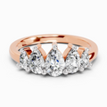 1.14 Ct Pear Shape 5 Stone Diamond Ring | 14K Rose Gold