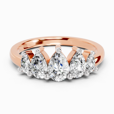 1.14 Ct Pear Shape 5 Stone Diamond Ring | 14K Rose Gold