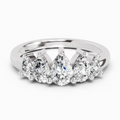 1.14 Ct Pear Shape 5 Stone Diamond Ring | 14K White Gold