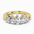 1.14 Ct Pear Shape 5 Stone Diamond Ring | 14K Yellow Gold