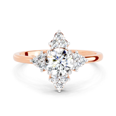 0.70 Ct Round Shape Cluster Diamond Ring | 14K Rose Gold