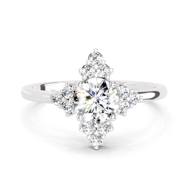 0.70 Ct Round Shape Cluster Diamond Ring | 14K White Gold