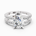 3.98 Ct Pear Shape Diamond Engagement Ring | 14K White Gold