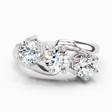1.14 Ct Round Three Stone Ring | 14K White Gold