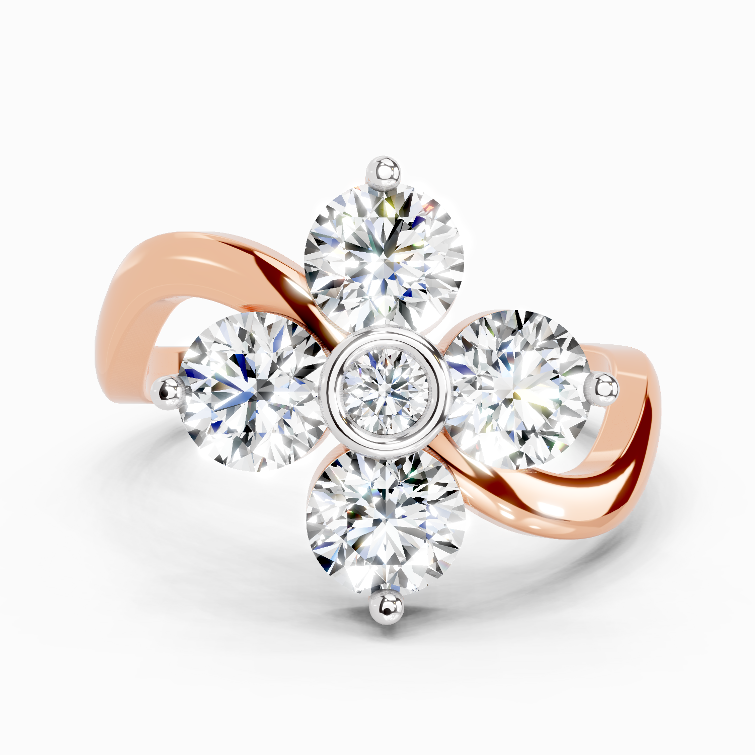 1.63 Ct Round Four Stone Ring | 14K Rose Gold