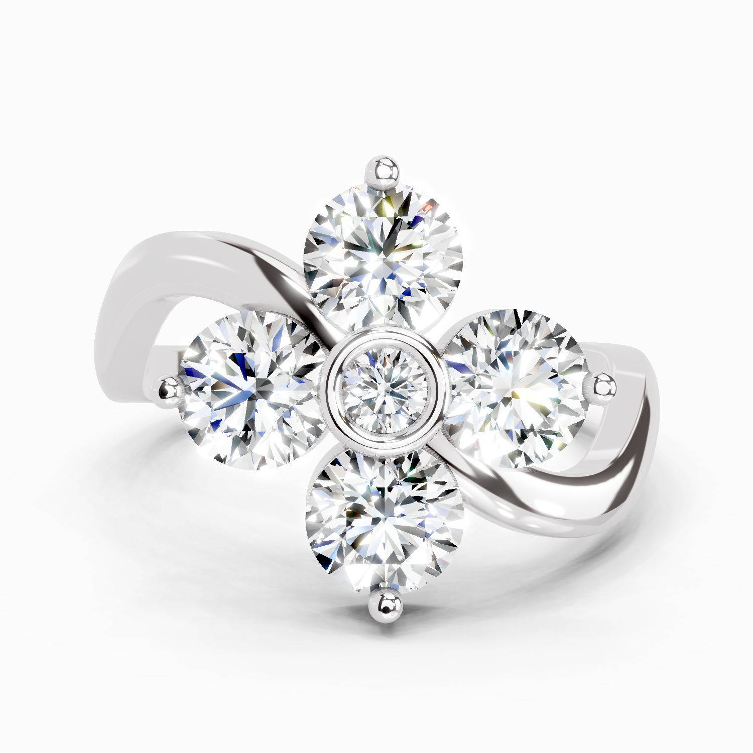 1.63 Ct Round Four Stone Ring | 14K White Gold