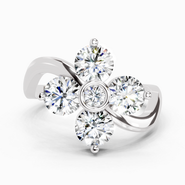 1.63 Ct Round Four Stone Ring | 14K White Gold