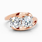 1.5 Ct Round Two Stone Ring | 14K Rose Gold