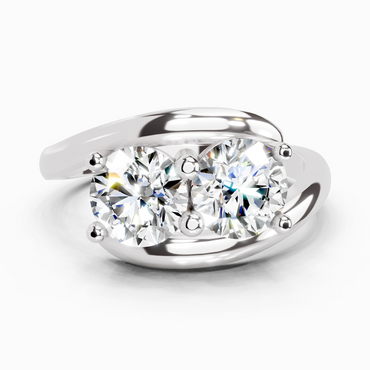 1.5 Ct Round Two Stone Ring | 14K White Gold