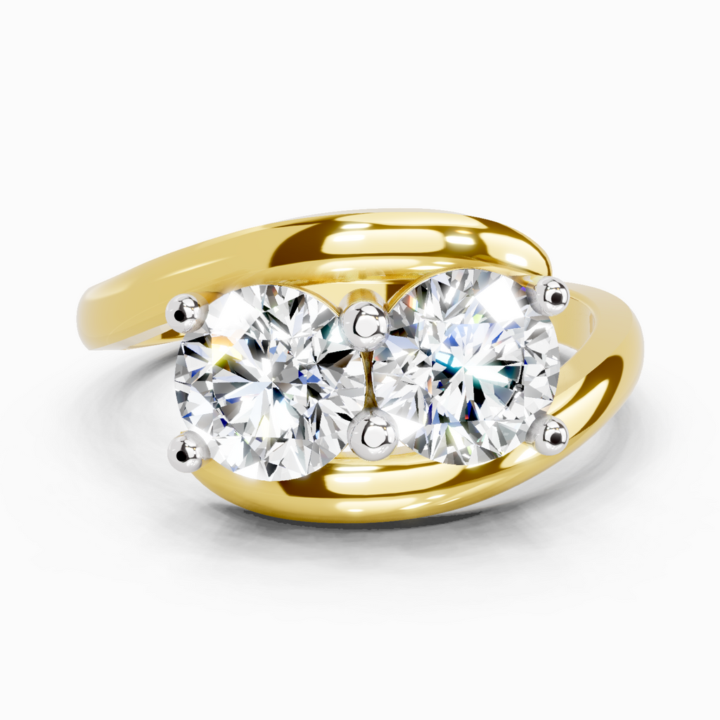 1.5 Ct Round Two Stone Ring | 14K Yellow Gold