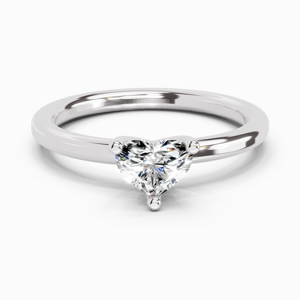 0.23 Ct Heart Solitaire Ring | 14K White Gold