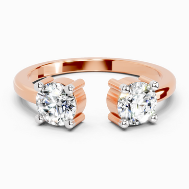 0.76 Ct Round Open Two Stone Ring | 14K Rose Gold