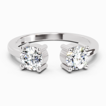 0.76 Ct Round Open Two Stone Ring | 14K White Gold