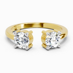 0.76 Ct Round Open Two Stone Ring | 14K Yellow Gold