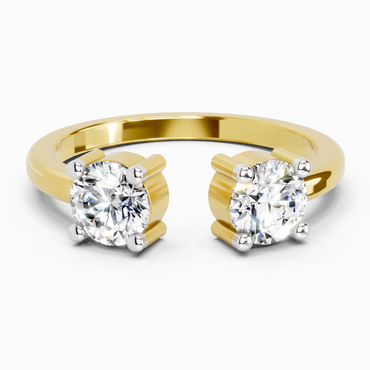0.76 Ct Round Open Two Stone Ring | 14K Yellow Gold
