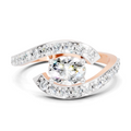 1 Carat Pave Halo Twist Engagement Ring | 14K Rose Gold