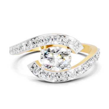 1 Carat Pave Halo Twist Engagement Ring | 14K Yellow Gold