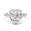 1.54 Carat Heart Shape Halo Engagement Ring | 14K White Gold