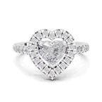 1.54 Carat Heart Shape Halo Engagement Ring | 14K White Gold