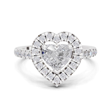 1.54 Carat Heart Shape Halo Engagement Ring | 14K White Gold