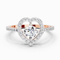 0.84 Ct Round Halo Heart Ring | 14K Rose Gold