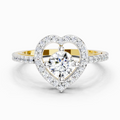 0.84 Ct Round Halo Heart Ring | 14K Yellow Gold