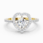 0.84 Ct Round Halo Heart Ring | 14K Yellow Gold