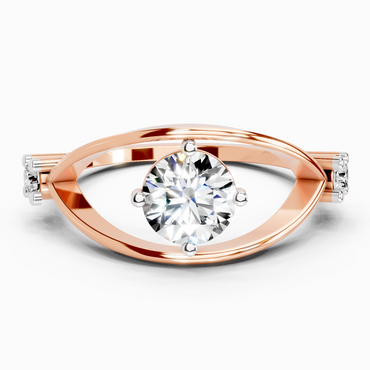 Sparkles Lab Grown Diamond 0.16 Carat Round Shape Evil Eye Solitaire Ring| 14K Rose Gold