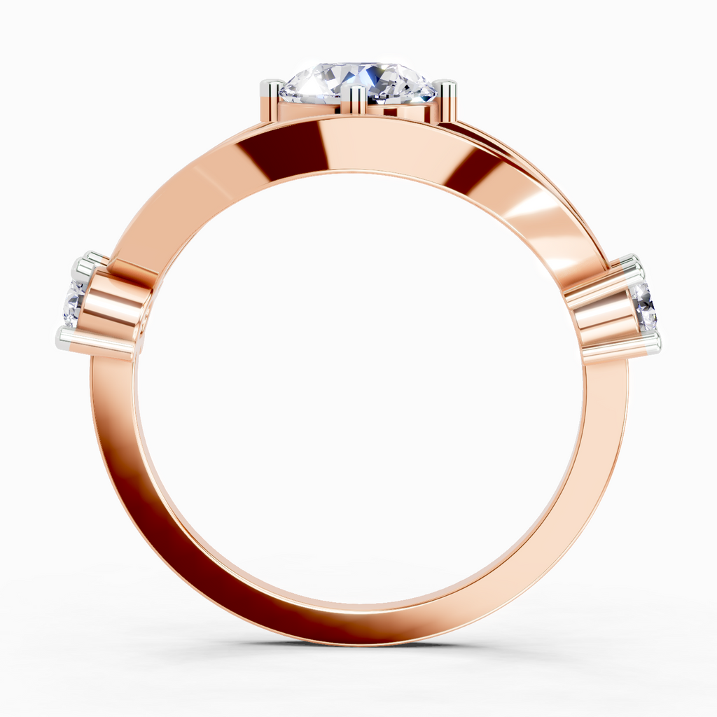 Sparkles Lab Grown Diamond 0.16 Carat Round Shape Evil Eye Solitaire Ring| 14K Rose Gold
