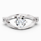 Sparkles Lab Grown Diamond 0.16 Carat Round Shape Evil Eye Solitaire Ring| 14K White Gold