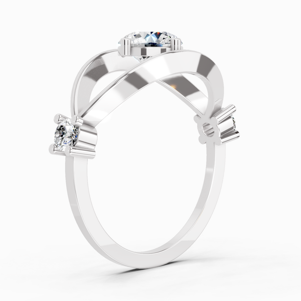 Sparkles Lab Grown Diamond 0.16 Carat Round Shape Evil Eye Solitaire Ring| 14K White Gold