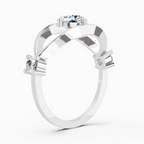 Sparkles Lab Grown Diamond 0.16 Carat Round Shape Evil Eye Solitaire Ring| 14K White Gold