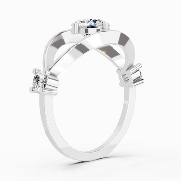 Sparkles Lab Grown Diamond 0.16 Carat Round Shape Evil Eye Solitaire Ring| 14K White Gold