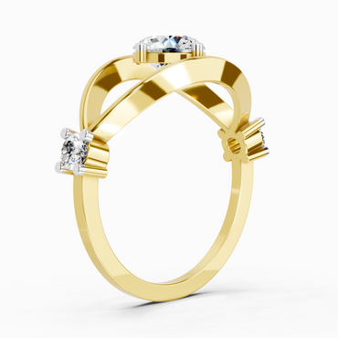 Sparkles Lab Grown Diamond 0.16 Carat Round Shape Evil Eye Solitaire Ring| 14K Yellow Gold